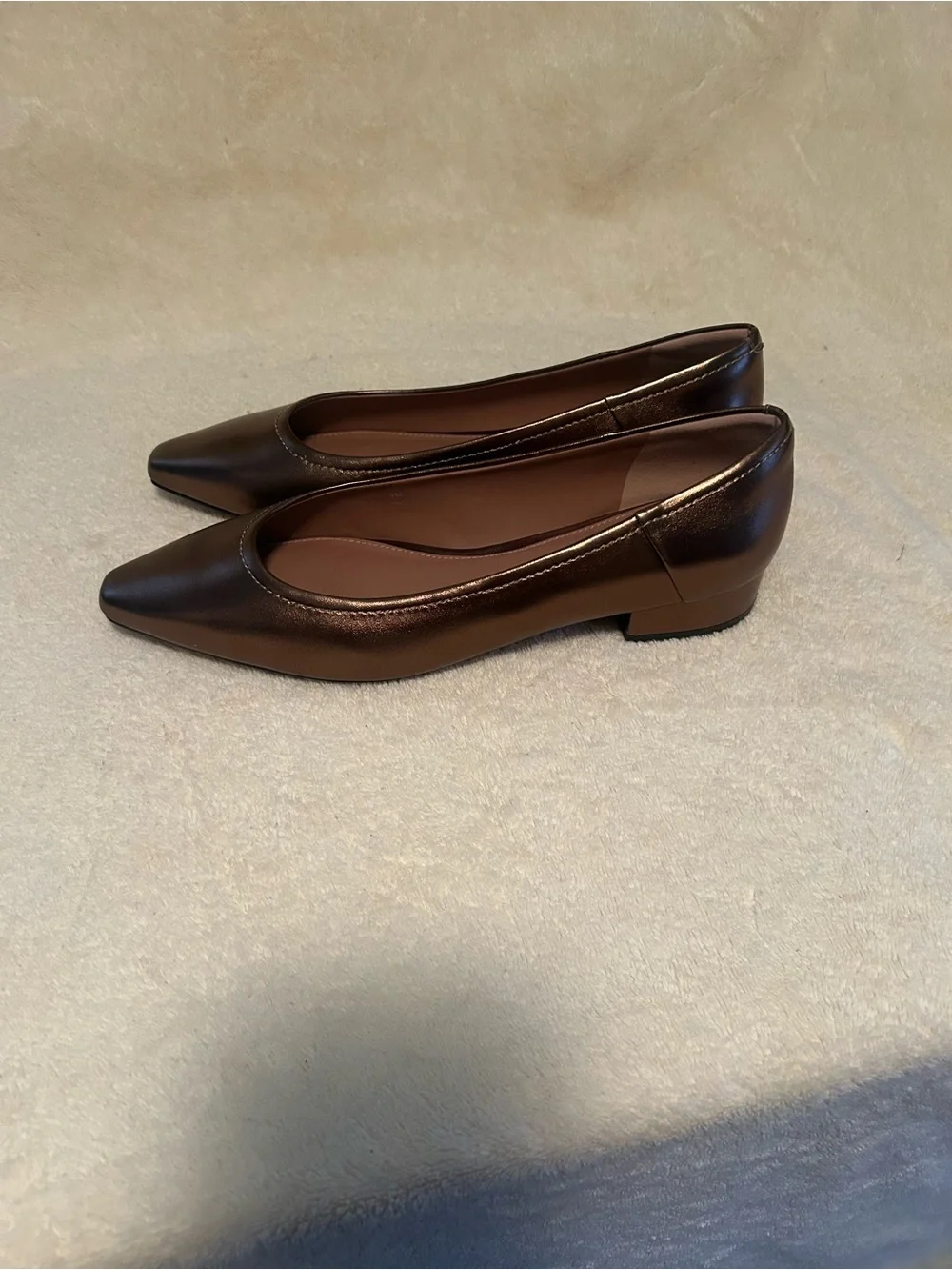 Gorgeous Paolo Metallic Chocolate Pointed Toe Flats